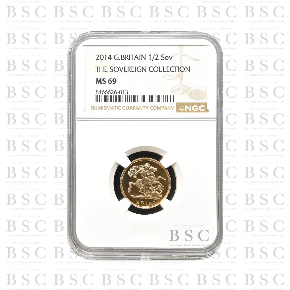 2014 1/2 Sovereign Unfrosted Obv Die - Very Rare Mule Error Coin - Gold Coin - NGC MS69