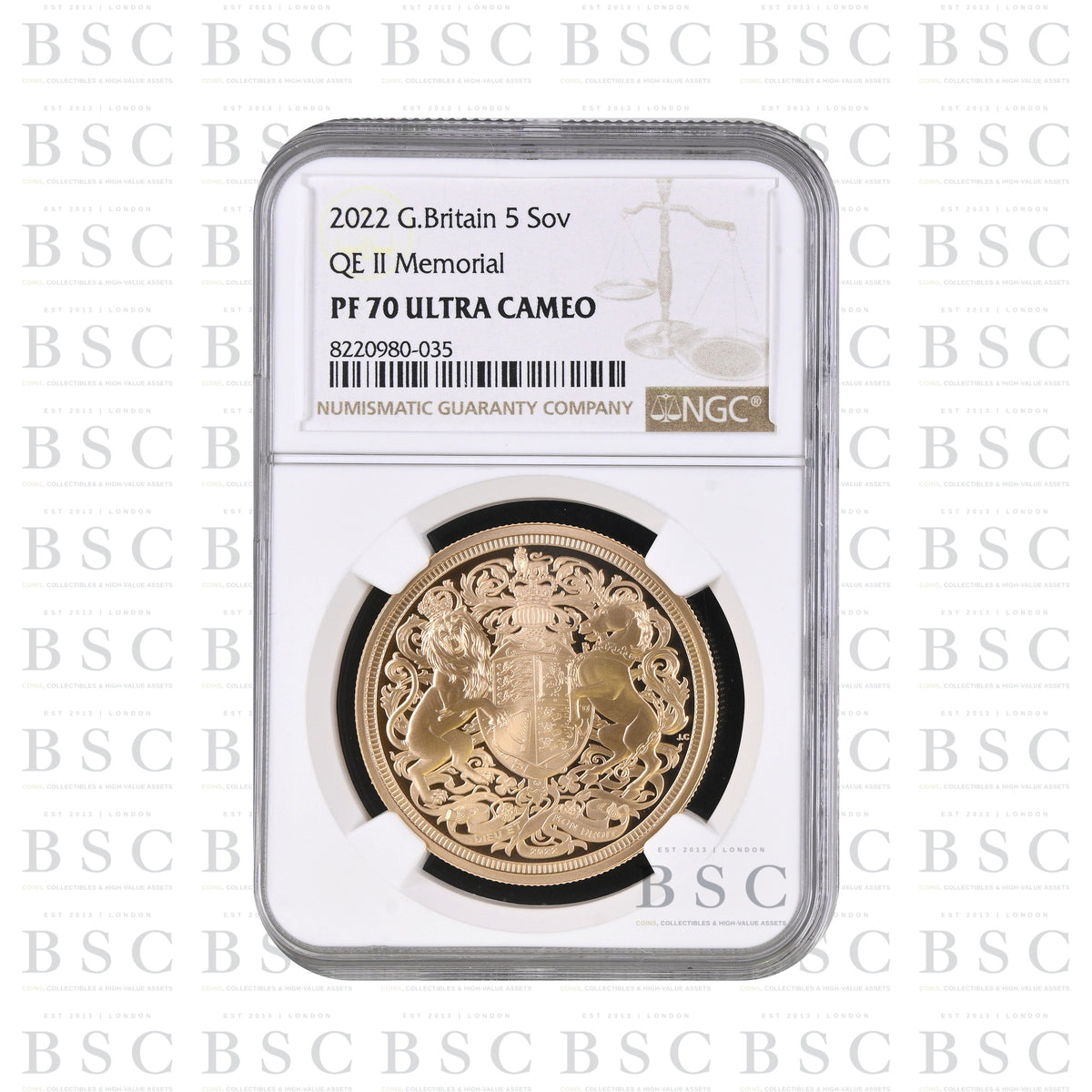 2022 Quintuple Sovereign Special Reverse - Memorial Sovereign Proof Gold Coin - NGC PF70 Ultra Cameo