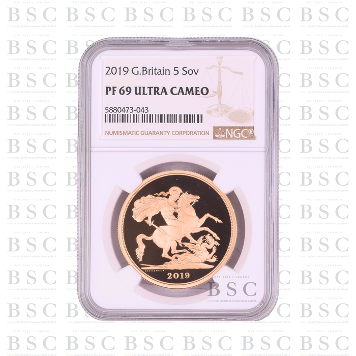 2019 £5 St George Proof Gold Coin PF69 NGC
