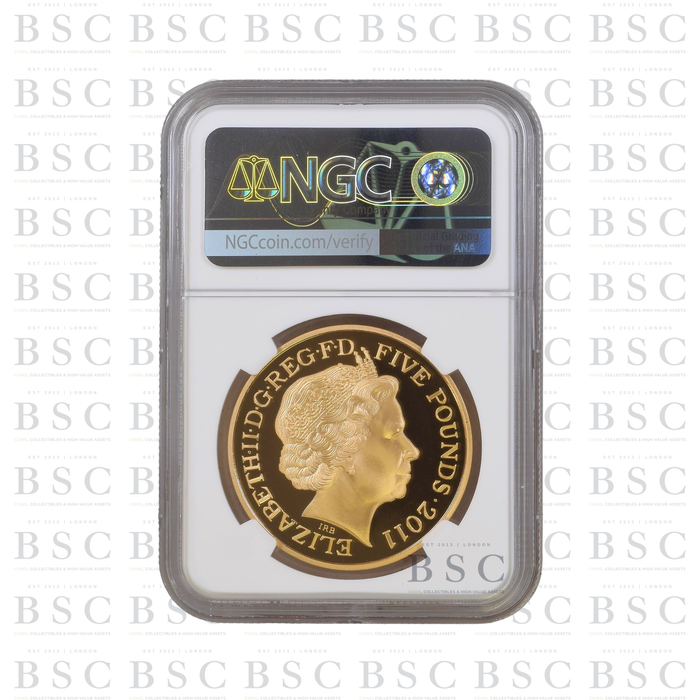 2011 £5 William & Catherine Royal Wedding Proof Gold Coin PF69 NGC