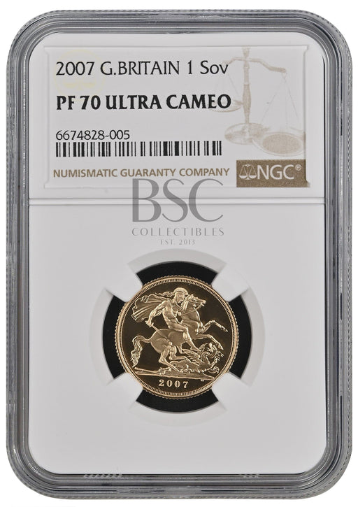 Elizabeth II, 2007 Gold Proof Sovereign NGC PF70 Ultra Cameo