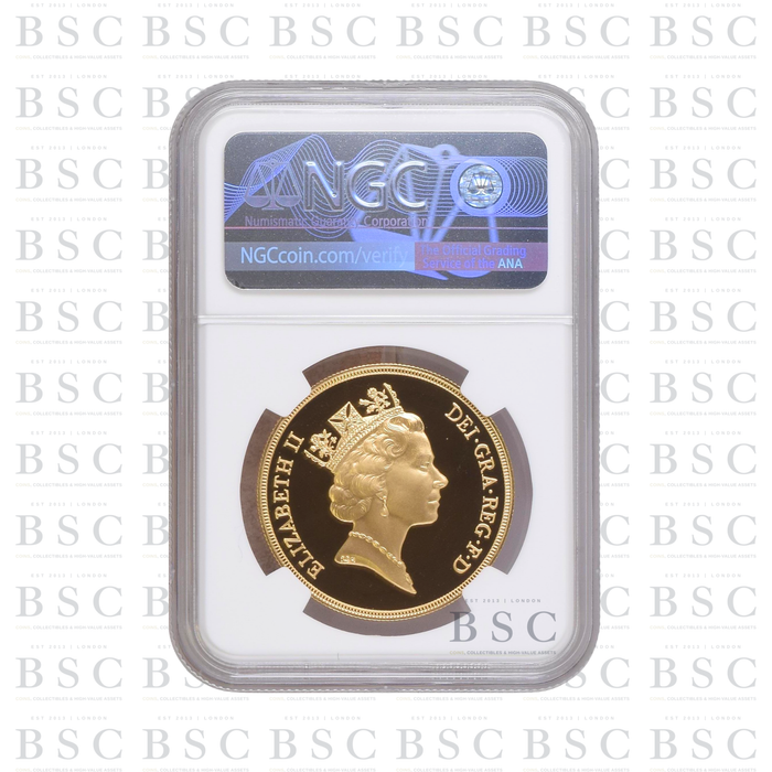 1985 GB £5 Quintuple Sovereign St George Gold Proof Coin PF69 NGC