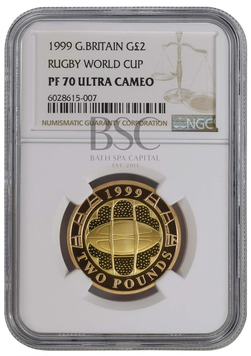 Elizabeth II, 1999 Gold Proof "Rugby World Cup" Two Pounds NGC PF70 Ultra Cameo